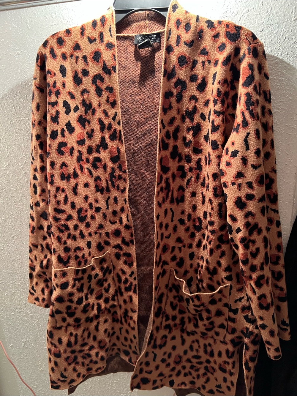 Rachel Zoe Leopard-Print Open Cardigan in Tan and Black